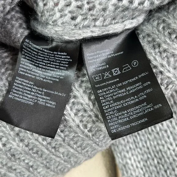 Paris Graphic Cropped Long Sleeve Sweater Women’s Grey Size Small #594 - Picture 7 of 12